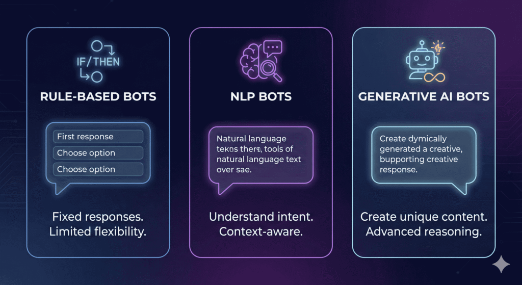 Visual comparison of chatbot types
